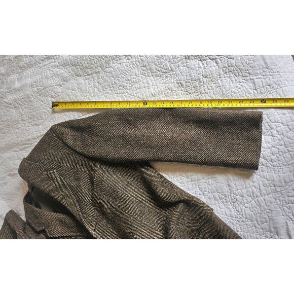 Rare Vintage Brown Herringbone Wool Blazer W/ Classic 2-Button Up Lucas Chicago - Picture 5 of 13